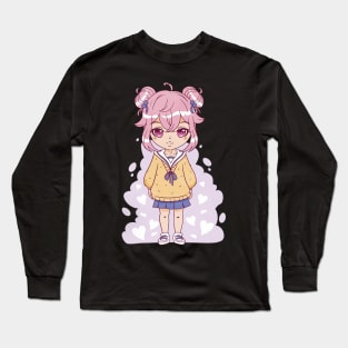 Pink haired anime girl Long Sleeve T-Shirt